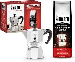 Bialetti Moka Express Espresso Maker med 250 g Perfetto Moka Kaffe