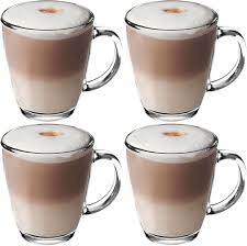 Kaffe Latte-koppar av Härdat Glas - 4-set