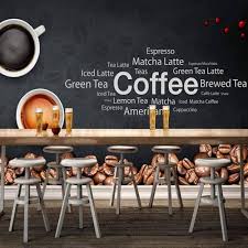 3D Fototapet Kaffe - Retro Café Väggmålning