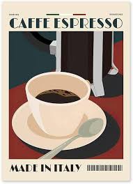 Cappuccino & Caffe Latte Retro Affisch